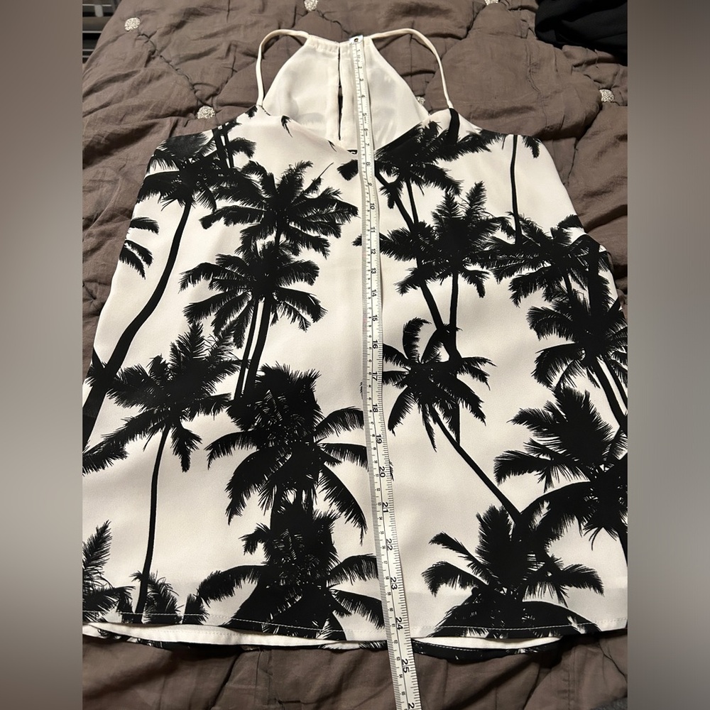 Express Black White Palm Print Tank XS - Picture 3 of 5